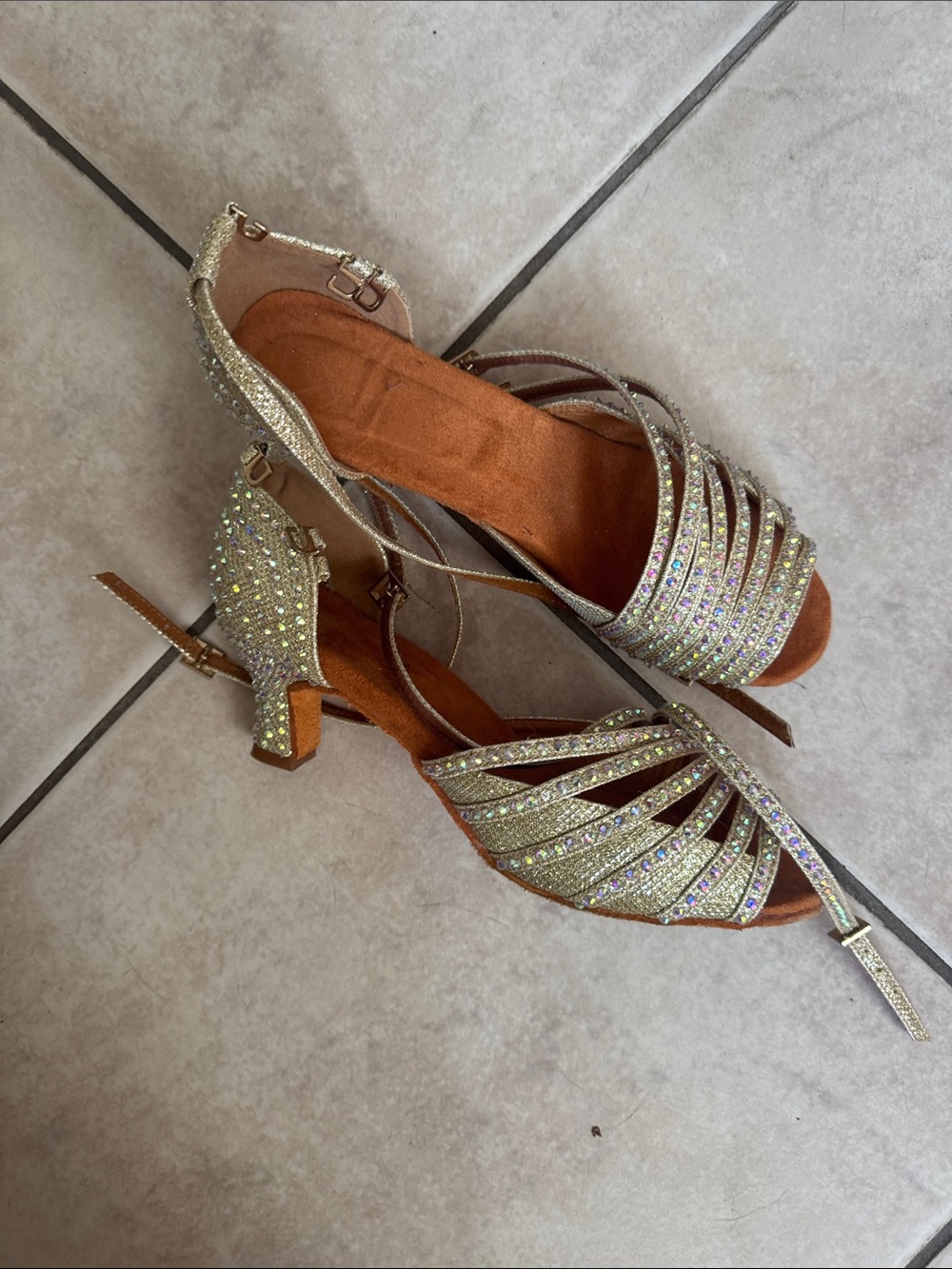 Embellished golden Silver Strappy Evening Latino, dancing Heels
